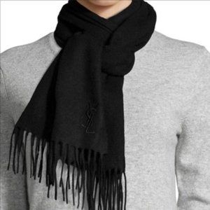 NWT yves saint laurent 100% cashmere fringe scarf
